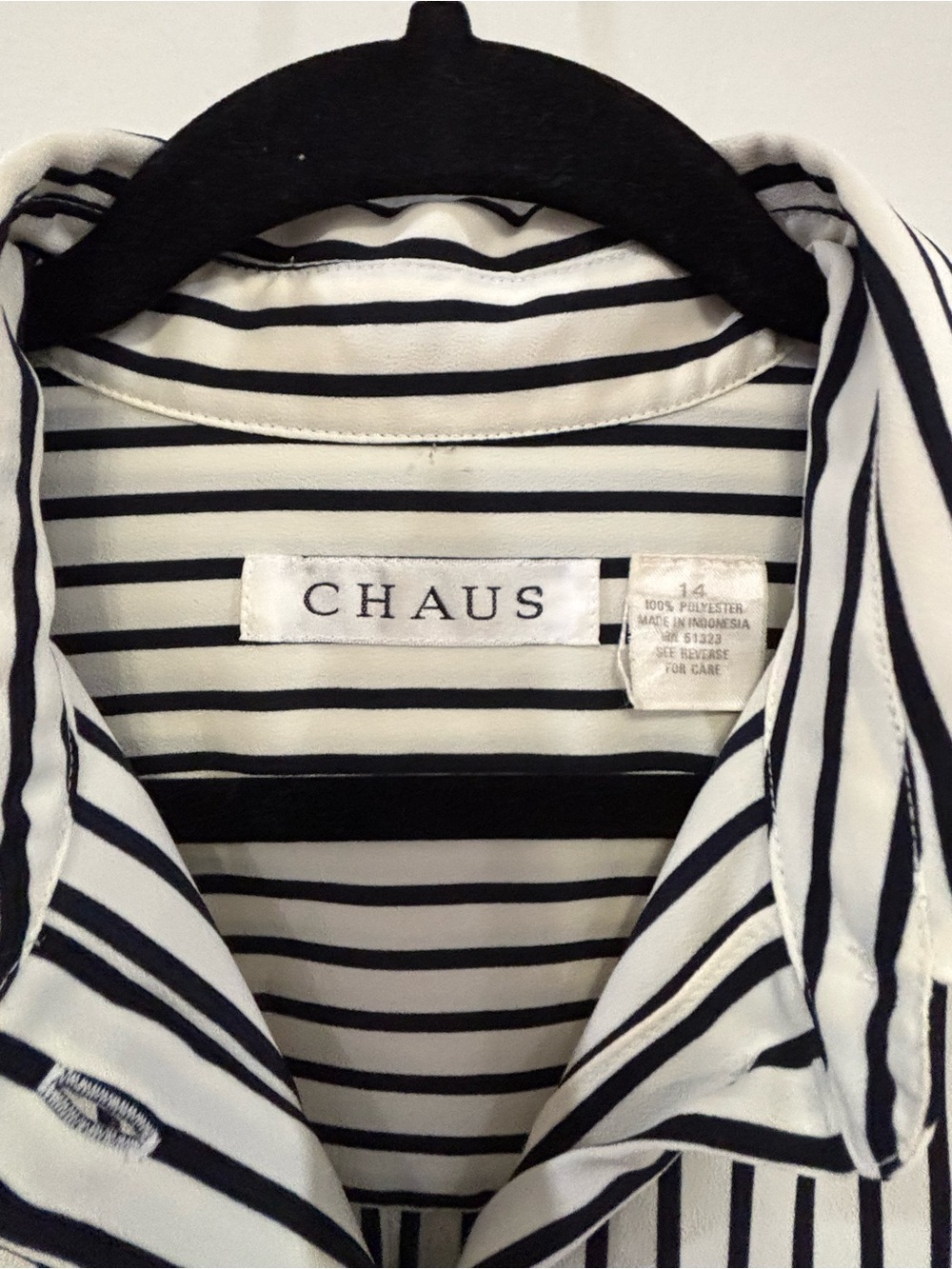 Chaus Cream and Black Striped Button-Up Blouse - Picture 11 of 15